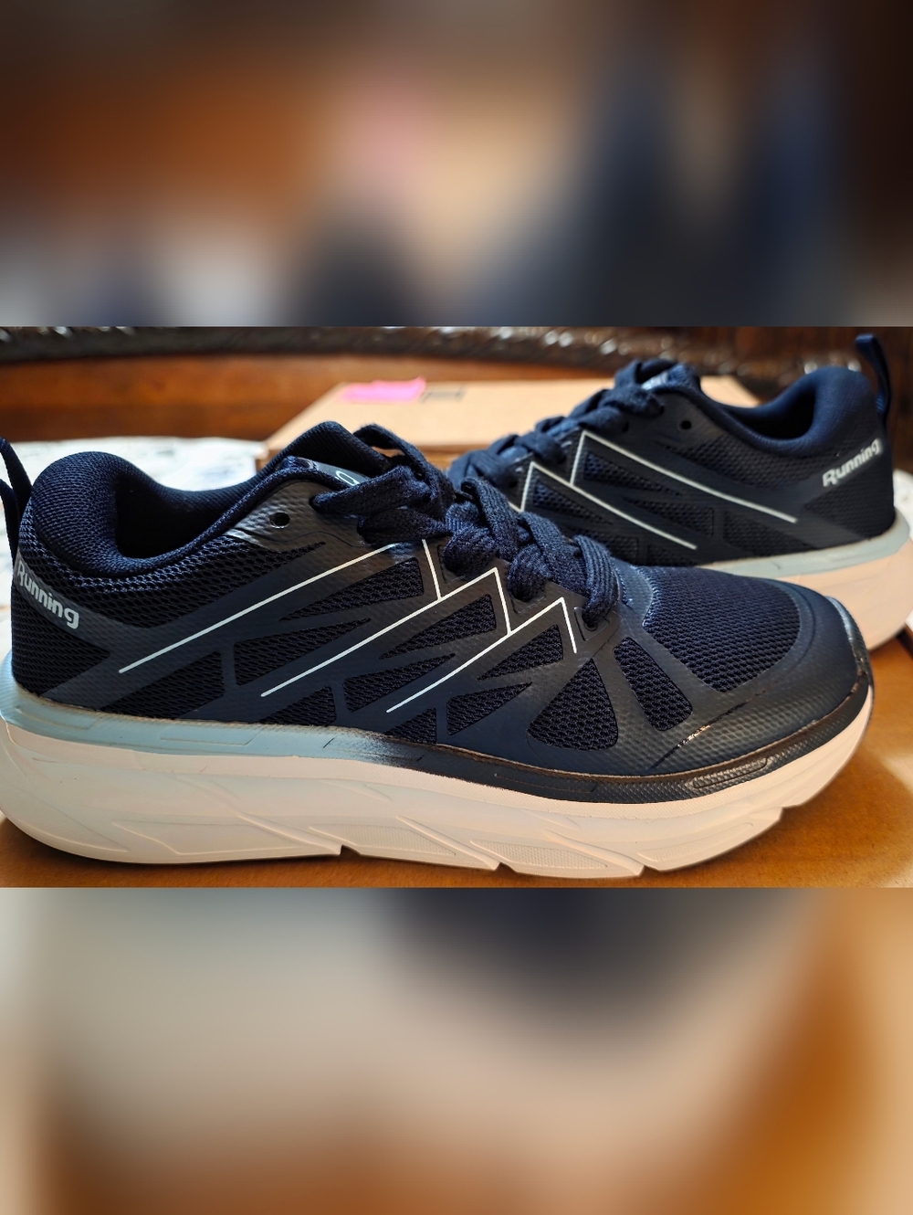 Navy Mesh Ortho Running Sneakers with White Sole